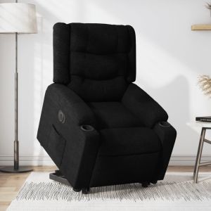 Sillón eléctrico reclinable elevable de tela negro qweo8663