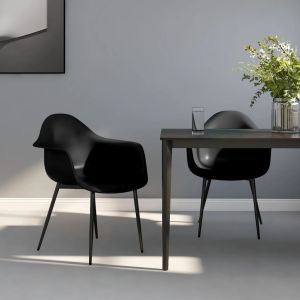 Sillas de comedor 2 unidades negras pp qweo7701