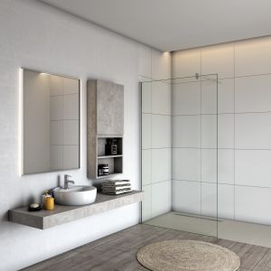 Mampara ducha fija vidrio 8mm con película de seguridad 120x200cm,barra90cm