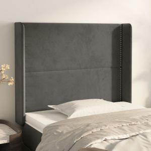Cabecero con orejas de terciopelo gris oscuro 83x16x118/128 cm eso1822