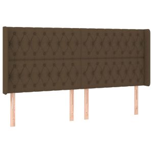 vidaXL cabecero con orejas de tela marrón oscuro 203x16x118/128 cm