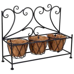 Soporte macetero negro, 52x17x38 cm