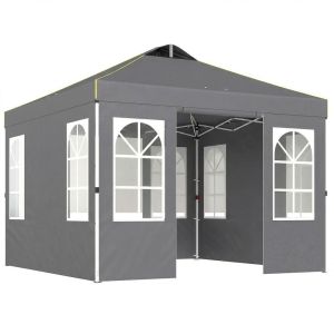 Carpa plegable 293x293x272 cm tela oxford, metal color gris Outsunny