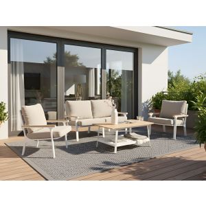 Conjunto de jardín con mesa 4 plazas orero gris pardo