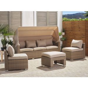 Conjunto de jardín con mesa 5 plazas coccolia modular ratán sintético beige