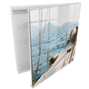 Caja para llaves diseño 30x30x5 viaje por mar, apertura derecha