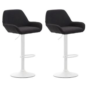 Taburetes de bar ajustables - tela negra - 2u