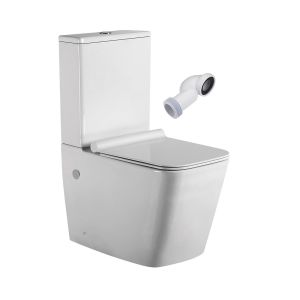 Wc inodoro completo cuadrado tanque bajo con cisterna blanco brillo
