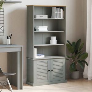 Librería vigo madera maciza de pino gris 85x35x170 cm