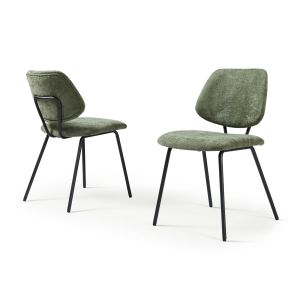 Juego de 2 sillas de comedor köma tela acero 78x49x55cm verde oscuro