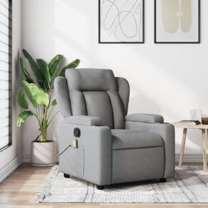 Sillón reclinable de masaje de tela gris claro es3506