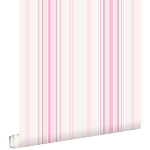 Estahome papel pintado rayas rosa claro y beige 53 cm x 10.05 m