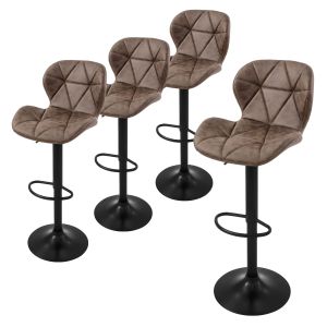 Juego de 4x taburetes de bar marrón sillas con respaldo asientos regulables