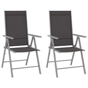 vidaXL sillas de jardín plegables 2 unidades textilene negro