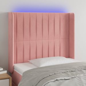 Cabecero con LED de terciopelo rosa 103x16x118/128 cm eso5525