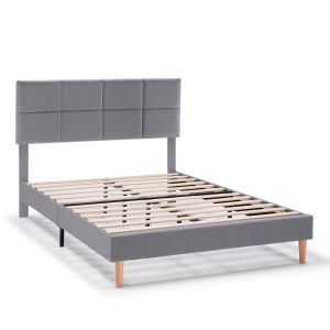 Estructura de cama tapizada silvi de 30 cm, 150x190 cm, gris oscuro