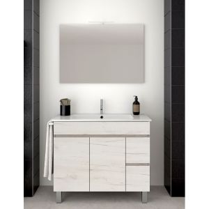 Mueble de baño isquia con lavabo y espejo 80x40cm blanco nórdico