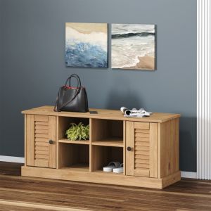 Banco zapatero vigo madera maciza de pino 106x35x45 cm oif711431