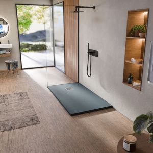 Plato de ducha de resina antideslizante grafito 90 x 160 cm bellobath
