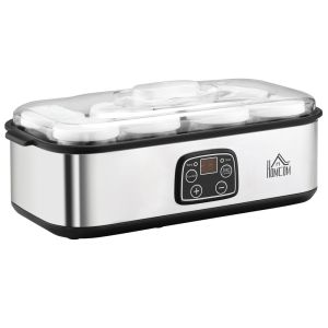 Yogurtera 36x18.8x14 cm pc, pp, acero inoxidable y vidrio color gris Homcom
