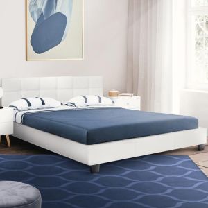 Cama doble de PVC blanco charlotte - somier - 140 x 190 cm