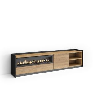 Mueble tv, 207x37x50cm, chimenea eléctrica, LED rf4886