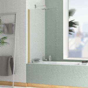 Mampara de bañera 70x130cm - perfil acabado oro cepillado - elementary
