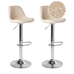 Conjunto de 2 sillas de bar kahla giratoria bouclé beige claro