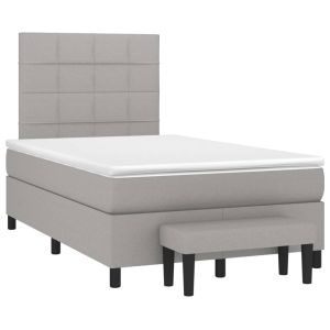 vidaXL cama box spring con colchón tela gris claro 120x200 cm