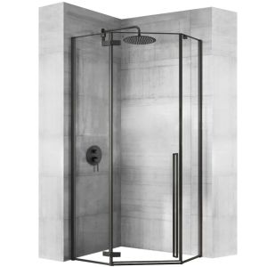 Rea cabina de ducha diamond black mat 100x100, 55,5x55,5x195 cm
