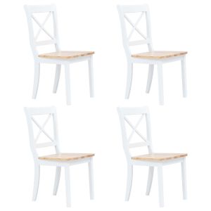 Sillas comedor 4 uds madera maciza caucho blanco y madera claro qweo8166