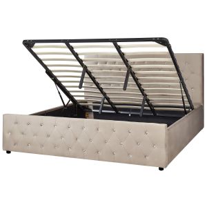Cama con almacenaje amiens terciopelo gris pardo 180 x 200 cm