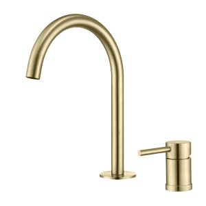 Valaz grifo de lavabo encastrado monomando cuello cisne oro mate