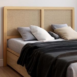 Cabecero de cama de rejilla de ratán en mdf y madera - 160 cm