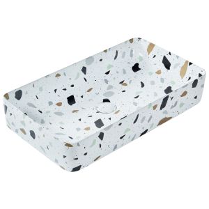 Lavabo sobre encimera nules 51 x 34 cm cerámica efecto terrazo blanco