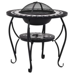 vidaXL brasero de mosaico cerámica negro y blanco 68 cm