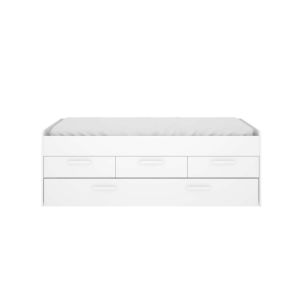 Cama compacta con cama nido y almacenamiento práctico