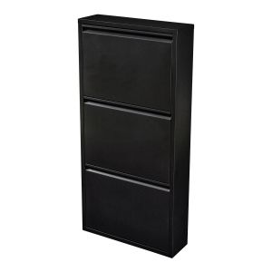 Zapatero sokndal con 3 puertas 104x50x15 cm metal - negro [en.casa]