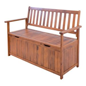 Banco avenzzano con compartimento madera de acacia 130x60x88 cm - natural