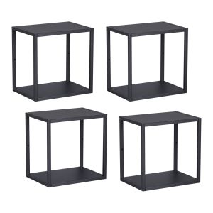 Juego de 4 estantes cubo de pared nostened metal negro [en.casa]