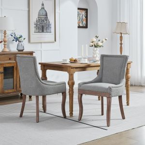 Silla de comedor, patas de madera maciza, gris