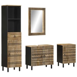 Conjunto de muebles de baño 4 piezas madera maciza de mango esb4799
