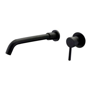 Valaz grifo lavabo empotrado redondo monomando negro mate con caño de 26cm