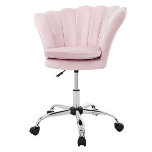 Silla de oficina asiento de terciopelo rosa claro moderno