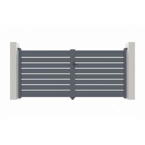 Pack puerta batiente vogel 3,5m h.160cm + 2 postes de aluminio a.190cm gris