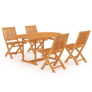 vidaXL conjunto de comedor de jardín 5 piezas madera maciza de teca