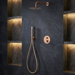 Imex - columna ducha empotrada termostática oro rosa serie monza