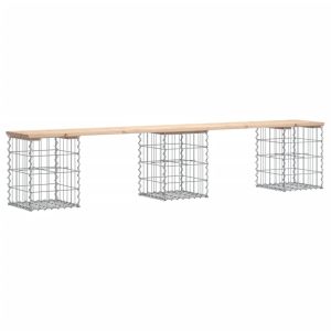 vidaXL banco de jardín diseño gaviones madera maciza pino 203x31x42 cm