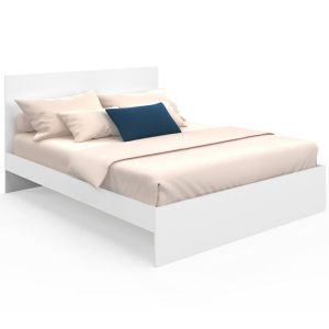 Cama doble blanca con somier - 160 x 200 cm