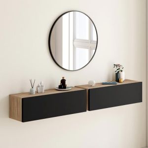 Consolas de pared suspendidas de madera negra - lote de 2 - 60 cm